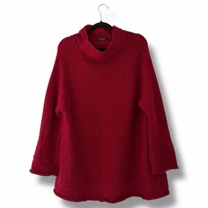 Ozai N Ku Red Lagenlook Oversized Mockneck Sweater Wool Mohair Blend Size Large